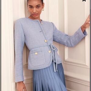 Ann Taylor Light Blue Tweed Blazer with Gold Buttons